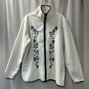 Vintage/ Ladies Club Fleece White Zip Up Jacket Sweater Top / size 1X/ like new